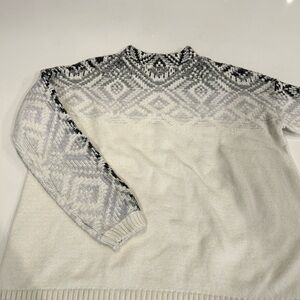 J Jill ivory grey Nordic style mock turtleneck sweater cotton blend small